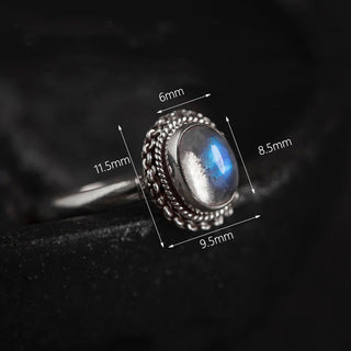 Buddha Gift 925 Sterling Silver Natural Moonstone Positive Ring