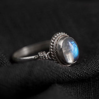 Buddha Gift 925 Sterling Silver Natural Moonstone Positive Ring