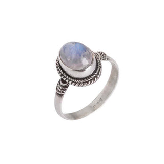 Buddha Gift 925 Sterling Silver Natural Moonstone Positive Ring