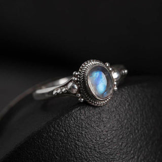 Buddha Gift 925 Sterling Silver Natural Moonstone Positive Ring