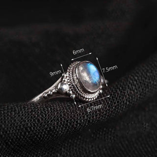Buddha Gift 925 Sterling Silver Natural Moonstone Positive Ring