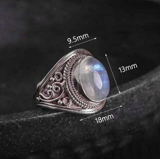 Buddha Gift 925 Sterling Silver Handmade Natural Moonstone Healing Adjustable Ring