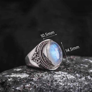 Buddha Gift 925 Sterling Silver Handmade Natural Moonstone Healing Adjustable Ring