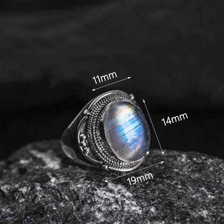 Buddha Gift 925 Sterling Silver Handmade Natural Moonstone Healing Adjustable Ring