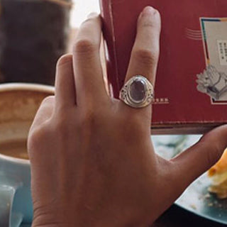 Buddha Gift 925 Sterling Silver Handmade Natural Rose Quartz Loving Energy Adjustable Ring