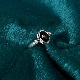 Buddha Gift 925 Sterling Silver Handmade Black Onyx Fortune Adjustable Ring