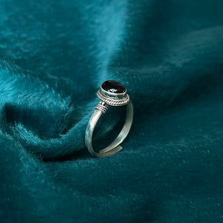 Buddha Gift 925 Sterling Silver Handmade Black Onyx Fortune Adjustable Ring