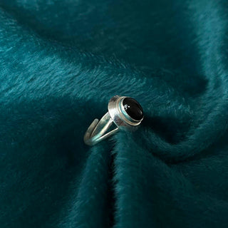 Buddha Gift 925 Sterling Silver Handmade Black Onyx Fortune Adjustable Ring