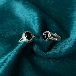 Buddha Gift 925 Sterling Silver Handmade Black Onyx Fortune Adjustable Ring