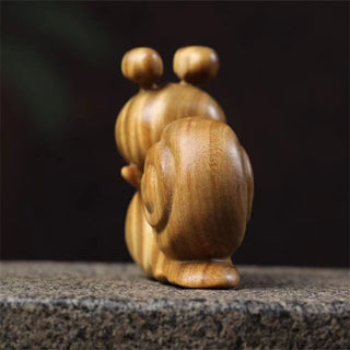 Buddha Gift Mini Green Sandalwood Snail Carved Cure Desk Decoration
