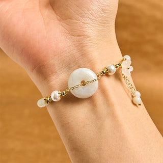 Buddha Gift Jade Peace Buckle Beads Flower Prosperity Bracelet