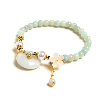 Buddha Gift Jade Peace Buckle Beads Flower Prosperity Bracelet
