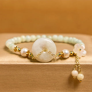 Buddha Gift Jade Peace Buckle Beads Flower Prosperity Bracelet
