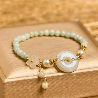 Buddha Gift Jade Peace Buckle Beads Flower Prosperity Bracelet