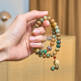 Buddha Gift Colorful Bodhi Seed Lotus Pod Charm Peace Double Wrap Bracelet