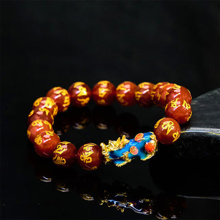 Buddha Gift Red Agate Color Change PiXiu Om Mani Padme Hum Calm Bracelet