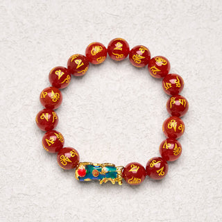 Buddha Gift Red Agate Color Change PiXiu Om Mani Padme Hum Calm Bracelet