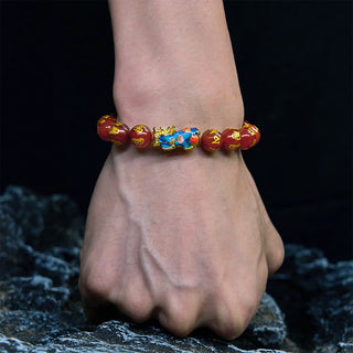 Buddha Gift Red Agate Color Change PiXiu Om Mani Padme Hum Calm Bracelet