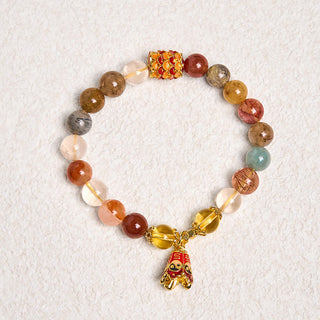 Buddha Gift Natural Colorful Rutilated Quartz Yin Yang Protection Bracelet