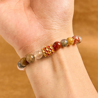 Buddha Gift Natural Colorful Rutilated Quartz Yin Yang Protection Bracelet