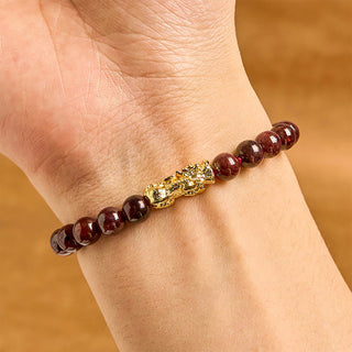 Buddha Gift Natural Garnet Beads PiXiu Protection Bracelet