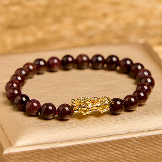 Buddha Gift Natural Garnet Beads PiXiu Protection Bracelet