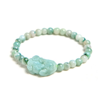 Buddha Gift Natural Green Jade PiXiu Carved Luck Bracelet