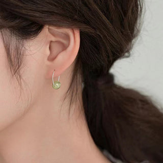 Buddha Gift 925 Sterling Silver Hetian Jade Bead Luck Earrings