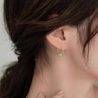 Buddha Gift 925 Sterling Silver Hetian Jade Bead Luck Earrings