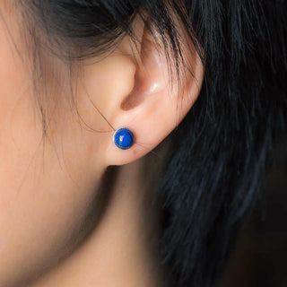 Buddha Gift Vintage 925 Sterling Silver Lazurite Balance Earrings