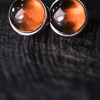 Buddha Gift 925 Sterling Silver Garnet Protection Earrings