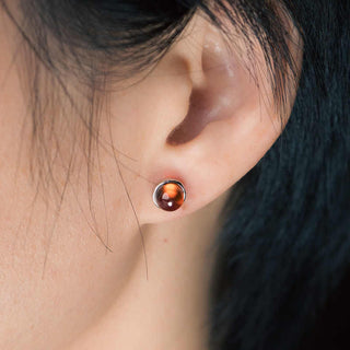 Buddha Gift 925 Sterling Silver Garnet Protection Earrings