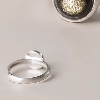 Buddha Gift Natural 925 Sterling Silver Gold Sheen Obsidian Adjustable Wealth Ring