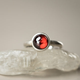 Buddha Gift Natural 925 Sterling Silver Garnet Adjustable Protection Ring