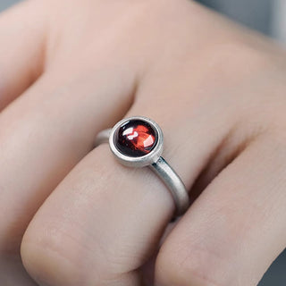 Buddha Gift Natural 925 Sterling Silver Garnet Adjustable Protection Ring