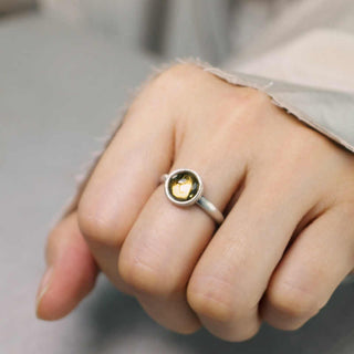 Buddha Gift Natural 925 Sterling Silver Citrine Adjustable Protection Ring