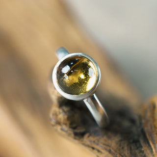 Buddha Gift Natural 925 Sterling Silver Citrine Adjustable Protection Ring