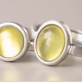 Buddha Gift Natural 925 Sterling Silver Prehnite Citrine Adjustable Happiness Ring