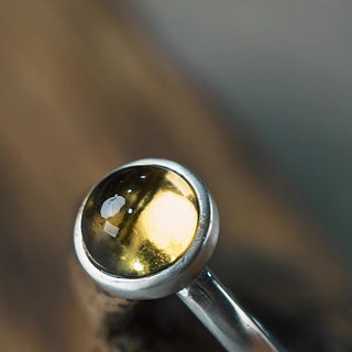 Buddha Gift Natural 925 Sterling Silver Prehnite Citrine Adjustable Happiness Ring