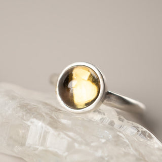 Buddha Gift Natural 925 Sterling Silver Prehnite Citrine Adjustable Happiness Ring