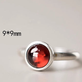 Buddha Gift Natural 925 Sterling Silver Garnet Adjustable Inserted Calm Ring