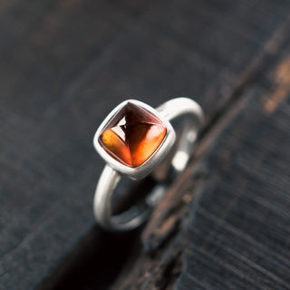 Buddha Gift Natural 925 Sterling Silver Garnet Adjustable Inserted Calm Ring