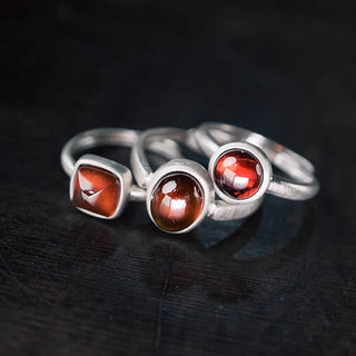 Buddha Gift Natural 925 Sterling Silver Garnet Adjustable Inserted Calm Ring