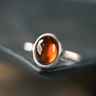 Buddha Gift Natural 925 Sterling Silver Garnet Adjustable Inserted Calm Ring