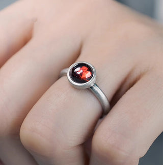 Buddha Gift Natural 925 Sterling Silver Garnet Adjustable Inserted Calm Ring