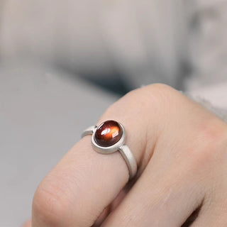 Buddha Gift Natural 925 Sterling Silver Garnet Adjustable Inserted Calm Ring