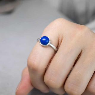 Buddha Gift Natural 925 Sterling Silver Lazurite Turquoise Adjustable Balance Ring