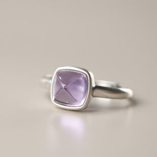 Buddha Gift Natural 925 Sterling Silver Amethyst Adjustable Balance Ring