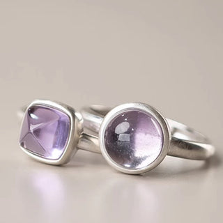 Buddha Gift Natural 925 Sterling Silver Amethyst Adjustable Balance Ring