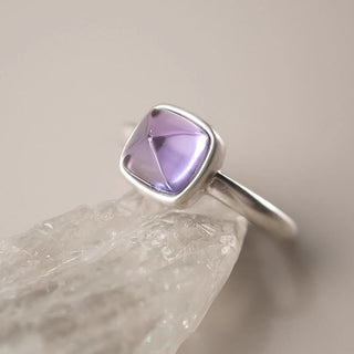 Buddha Gift Natural 925 Sterling Silver Amethyst Adjustable Balance Ring